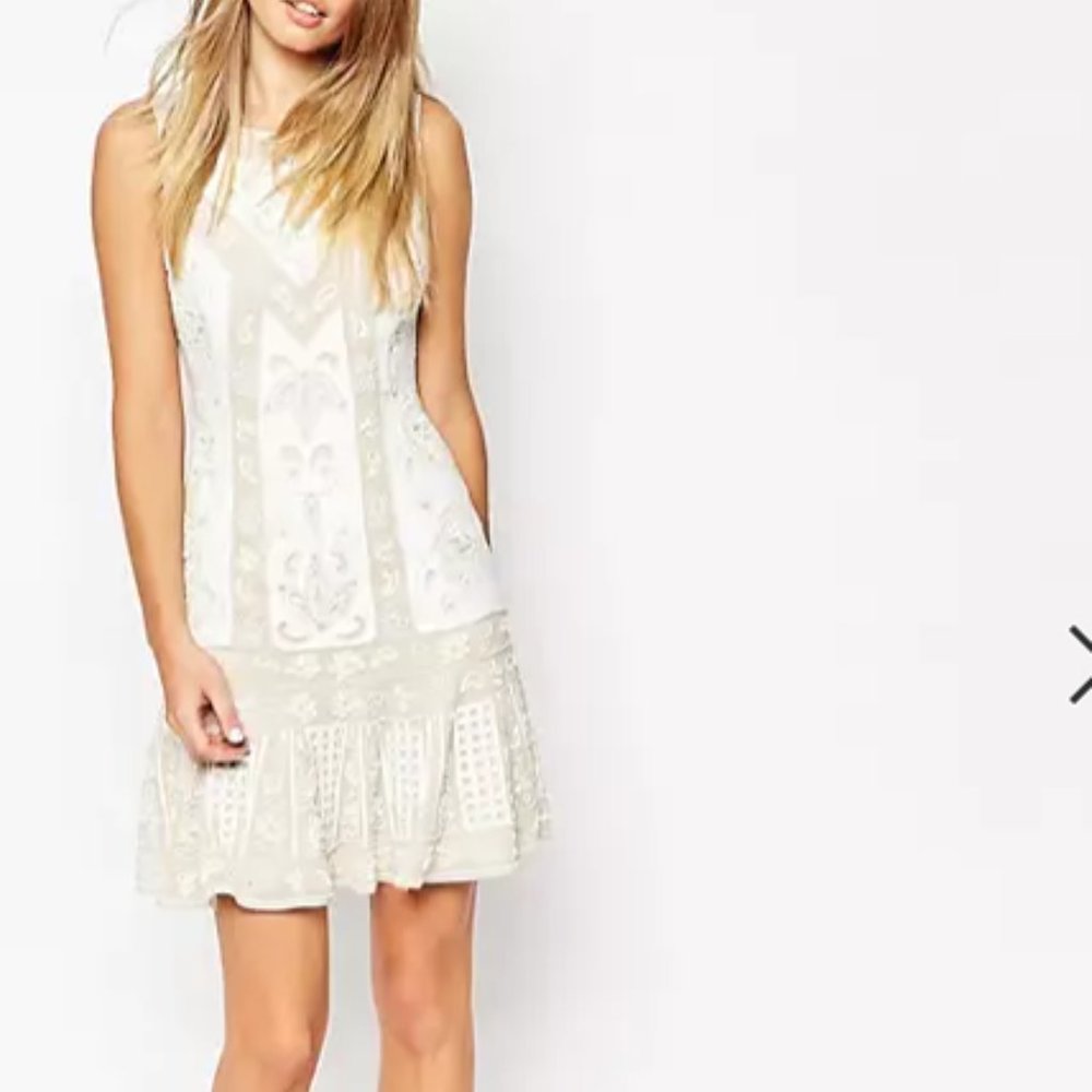 Needle & Thread Lace Embellished Frill Hem Dress NWT